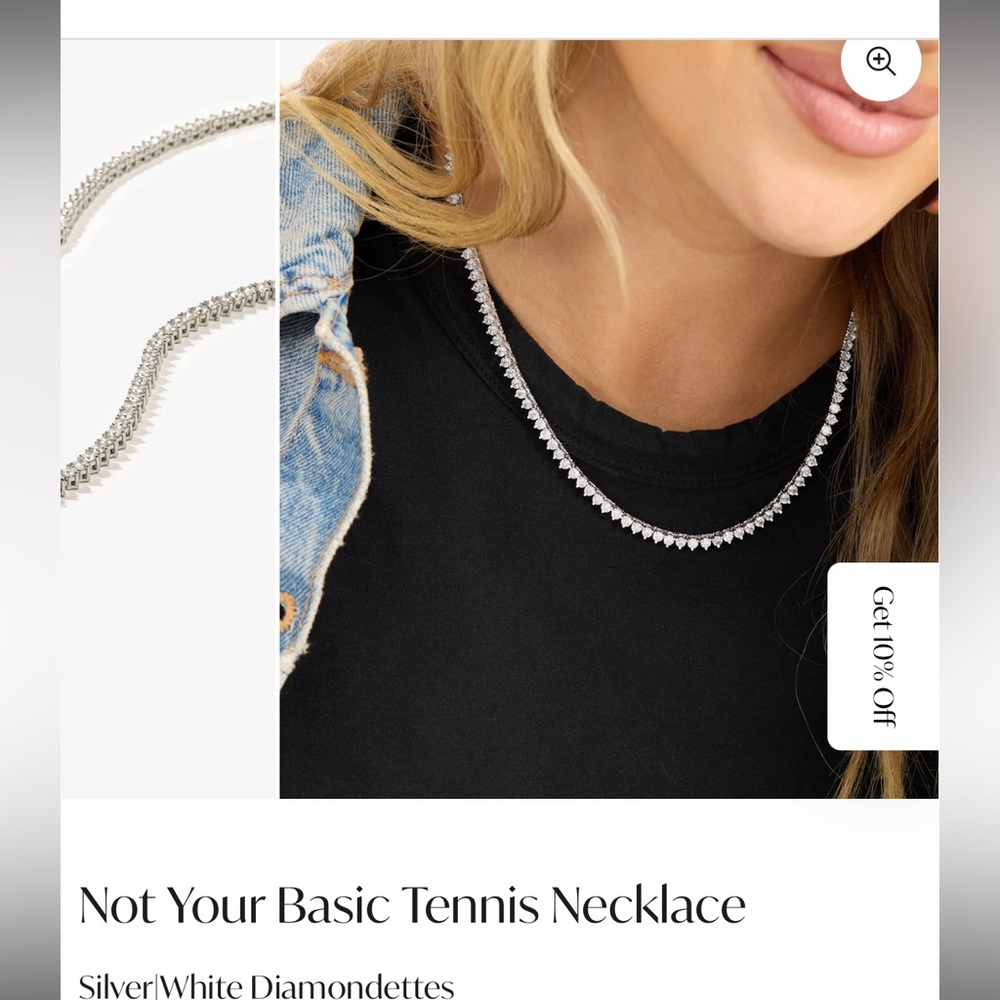 Melinda Maria Not Your Basic Tennis Necklace 18” Silver/White Diamondettes